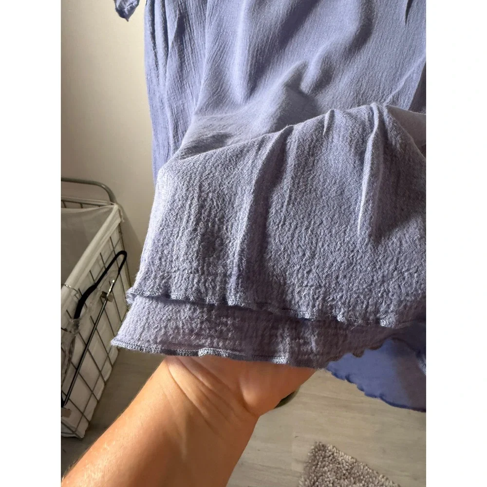 Soft Surroundings top periwinkle blue‎ layered vacation m/l oversized gauze euc